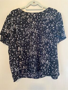 Sugarlips Black/White/Blue Printed  Short Sleeve Blouse